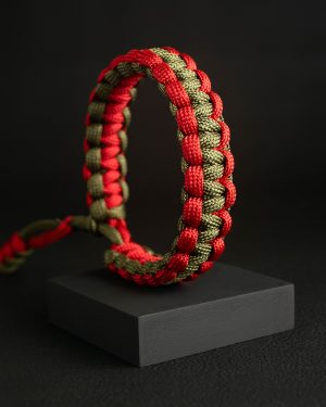 Pulsera Paracord Cobra Verde Militar / Rojo