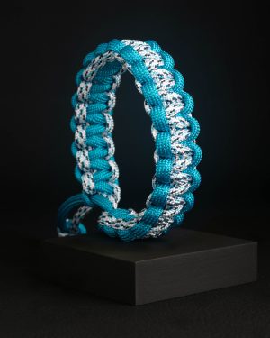 Pulsera Paracord Cobra Camo Blanco-Turquesa-Negro / Turquesa