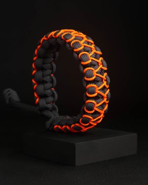 Pulsera Paracord Cobra Gris Azulado / Naranja Neón 1mm