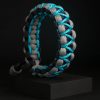 Pulsera Paracord Cobra Negro / Gris Claro / Turquesa 2mm