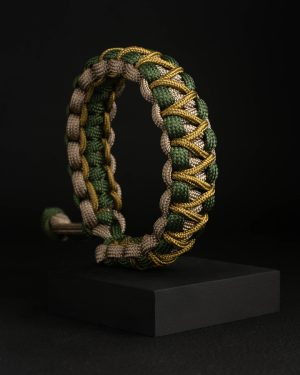 Pulsera Paracord Cobra Dorado / Verde / Verde Oliva 2mm
