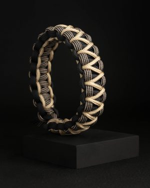 Pulsera Paracord Cobra Negro / Negro Líneas / Beige 2mm