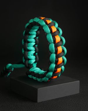 Pulsera Paracord Cobra Negro / Menta / Naranja Neón