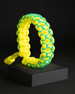 Pulsera Paracord Cobra Amarillo Neón / Turquesa 1mm