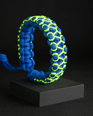 Pulsera Paracord Cobra Azul / Verde Neón 1mm