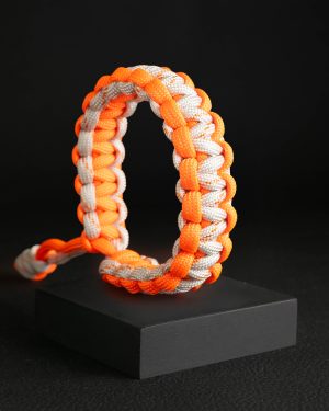 Pulsera Paracord Cobra Camo Plata Naranja / Naranja Neón