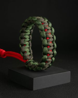 Pulsera Paracord Cobra Verde Oliva / Verde / Rojo