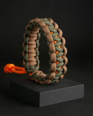 Pulsera Paracord Cobra Verde / Café Claro / Naranja