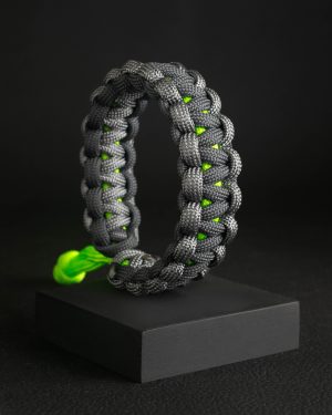 Pulsera Paracord Cobra Gris Azulado / Gris Claro / Verde Neón
