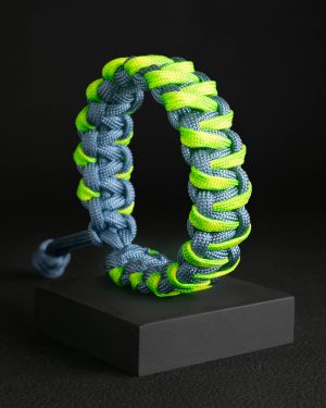 Pulsera Paracord Cobra ZigZag Celeste / Amarillo Verde Neón