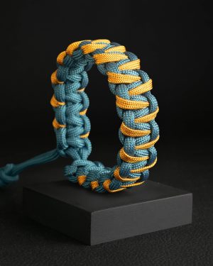 Pulsera Paracord Cobra ZigZag Turquesa Oscuro / Amarillo Oro
