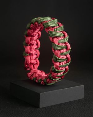 Pulsera Paracord Cobra ZigZag Magenta Claro / Verde
