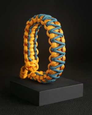 Pulsera Paracord Cobra Amarillo Oro / Turquesa Oscuro 2mm